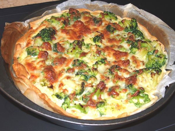 Quiche au saumon et brocoli
