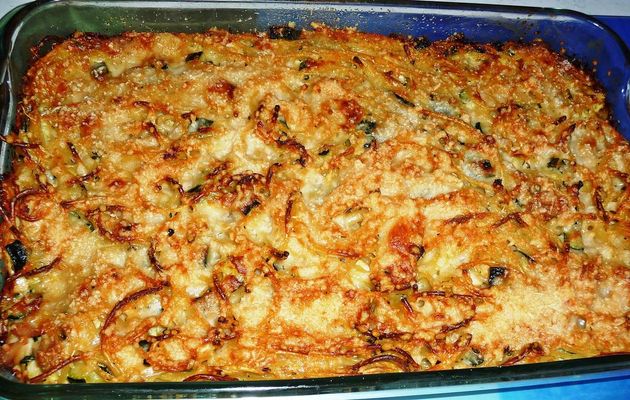 Gratin de spaghettis aux courgettes