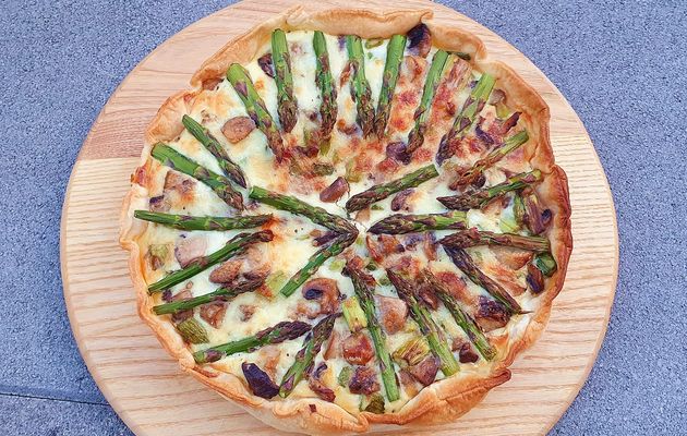 Quiche aux asperges et champignons