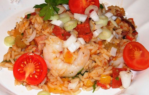 Jambalaya aux crevettes et jambon