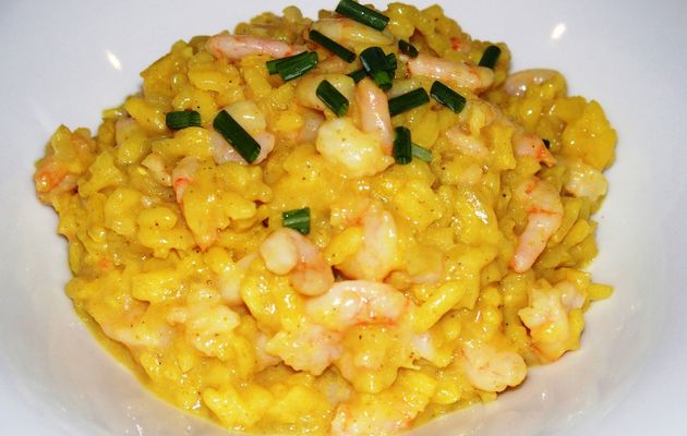 Risotto de petites crevettes au curry