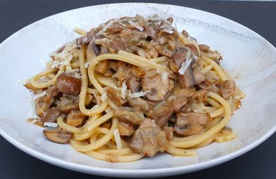 Spaghettis aux bolets et champignons de Paris