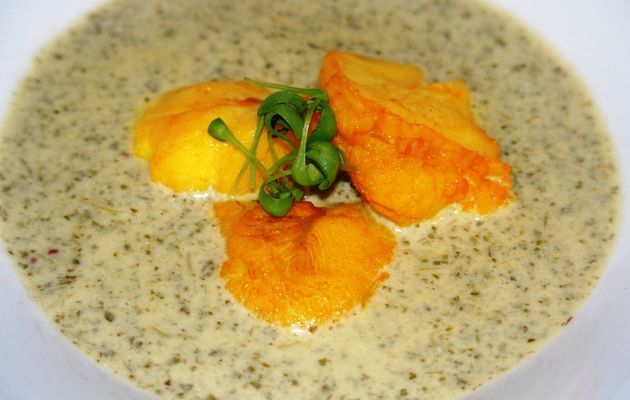 Joues de cabillaud sur crème de cresson