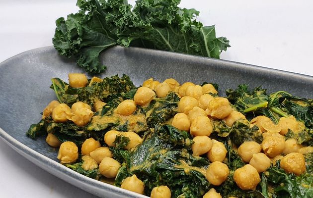 Pois chiches et chou kale à l'indienne